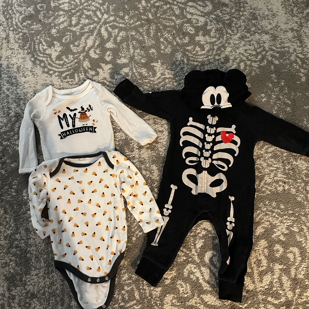 Lot of three infant boys Halloween boy suits 6-9 months Disney and Chick Pea